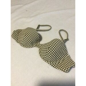 Bra Top Adjustable Strap Cottagecore Green White Women's‎